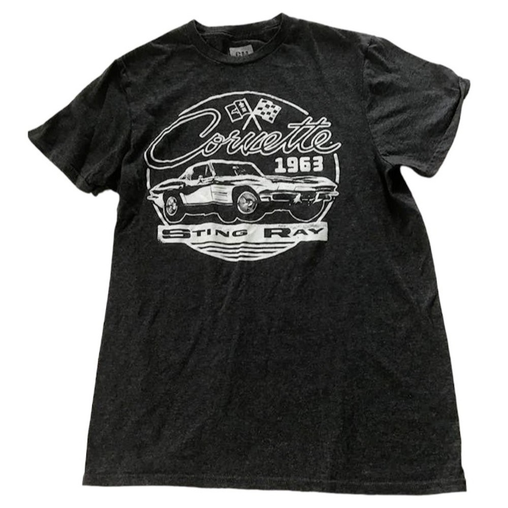 Corvette 1963 Sting Ray TShirt GM Size S Gray White Classic Car Chevrolet Unisex